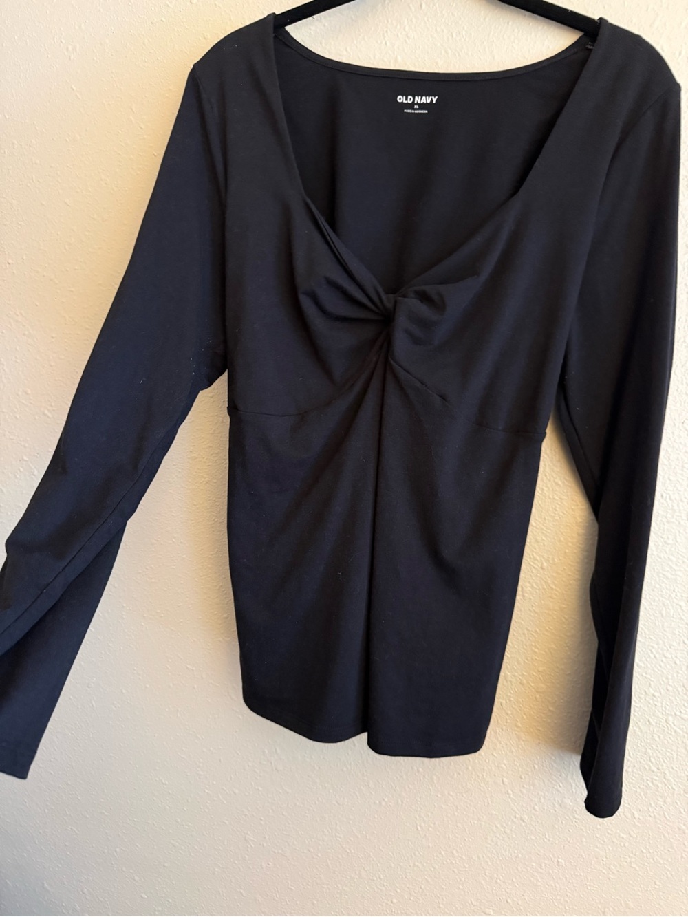 Old Navy Black Long Sleeve Twist-Knot Top